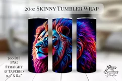 Majestic Neon Lion Tumbler Wrap - 20 oz Animal Tumbler Wrap Product Image 1