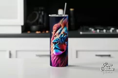 Majestic Neon Lion Tumbler Wrap - 20 oz Animal Tumbler Wrap Product Image 2