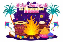 12 Makar Sankranti Celebration Illustration Product Image 1
