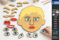 Make a Face Wooden Puzzle Laser Cut | Kids Laser |Montessori Product Image 1