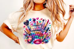Makeup Brushes PNG, Watercolor Makeup Artist Sublimation Product Image 1