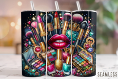 Makeup Tumbler Wrap, Makeup Artist Tumbler PNG, Makeup PNG Product Image 1