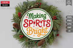Making Spirits Bright SVG | Christmas Round Sign SVG | Xmas Product Image 1
