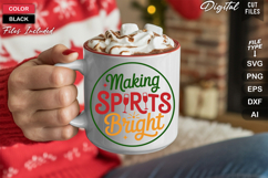 Making Spirits Bright SVG | Christmas Round Sign SVG | Xmas Product Image 5