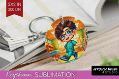 Male Nurse Keychain PNG - Medical Keychain Sublimation Product Image 1