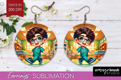 Male Nurse Round Earrings - Medical PNG Sublimation Product Image 1