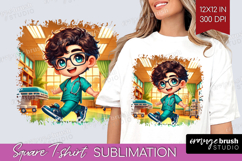 Male Nurse Square Tshirt Background - Medical PNG Product Image 1