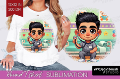 Male Nurse Round Tshirt Background - Medical PNG Sublimation Product Image 1