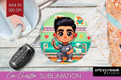 Male Nurse Car Coaster - Medical Coaster PNG Sublimation Product Image 1