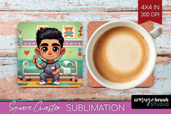 Male Nurse Square Coaster - Medical Coaster PNG Sublimation Product Image 1