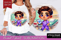 Male Nurse Round Tshirt Background - Medical PNG Sublimation Product Image 1