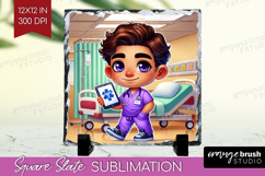 Male Nurse Slate PNG - Medical Square Slate Sublimation Product Image 1