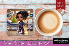 Male Nurse Square Coaster - Medical Coaster PNG Sublimation Product Image 1