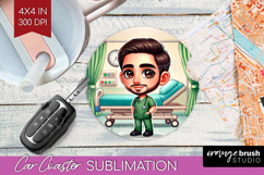 Male Nurse Car Coaster - Medical Coaster PNG Sublimation Product Image 1