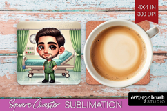 Male Nurse Square Coaster - Medical Coaster PNG Sublimation Product Image 1