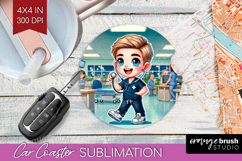 Male Nurse Car Coaster - Medical Coaster PNG Sublimation Product Image 1