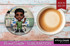 Male Nurse Round Coaster - Medical Coaster PNG Sublimation Product Image 1