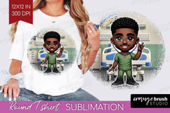Male Nurse Round Tshirt Background - Medical PNG Sublimation Product Image 1