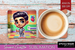 Male Nurse Square Coaster - Medical Coaster PNG Sublimation Product Image 1