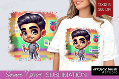 Male Nurse Square Tshirt Background - Medical PNG Product Image 1