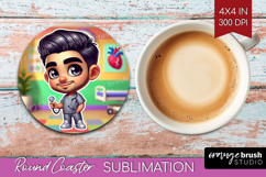 Male Nurse Round Coaster - Medical Coaster PNG Sublimation Product Image 1