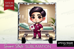 Male Nurse Slate PNG - Medical Square Slate Sublimation Product Image 1