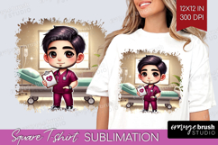 Male Nurse Square Tshirt Background - Medical PNG Product Image 1