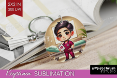 Male Nurse Keychain PNG - Medical Keychain Sublimation Product Image 1