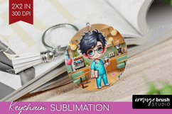 Male Nurse Keychain PNG - Medical Keychain Sublimation Product Image 1