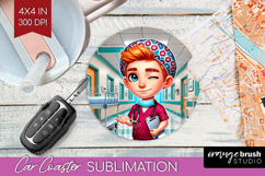 Male Nurse Car Coaster - Medical Coaster PNG Sublimation Product Image 1
