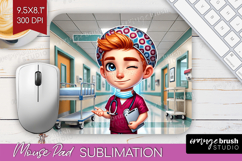 Male Nurse Mouse Pad Sublimation - Medical Mousepad PNG Product Image 1