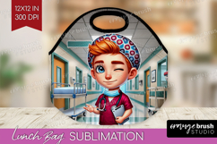 Male Nurse Lunch Bag - Medical Lunch Bug PNG Sublimation Product Image 1
