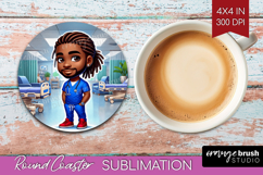 Male Nurse Round Coaster - Medical Coaster PNG Sublimation Product Image 1