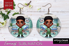 Male Nurse Round Earrings - Medical PNG Sublimation Product Image 1