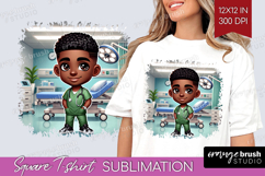 Male Nurse Square Tshirt Background - Medical PNG Product Image 1