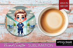 Male Nurse Round Coaster - Medical Coaster PNG Sublimation Product Image 1