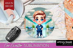Male Nurse Car Coaster - Medical Coaster PNG Sublimation Product Image 1