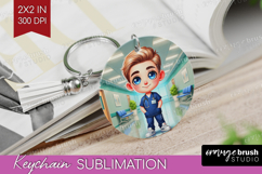 Male Nurse Keychain PNG - Medical Keychain Sublimation Product Image 1