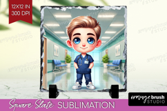 Male Nurse Slate PNG - Medical Square Slate Sublimation Product Image 1