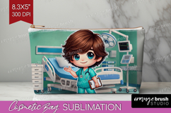 Male Nurse Cosmetic Bag - Medical Makeup Bag PNG Sublimation Product Image 1