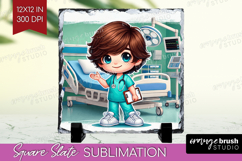 Male Nurse Slate PNG - Medical Square Slate Sublimation Product Image 1