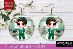 Male Nurse Round Earrings - Medical PNG Sublimation Product Image 1
