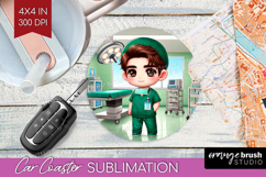 Male Nurse Car Coaster - Medical Coaster PNG Sublimation Product Image 1