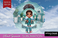 Male Nurse Wind Spinner Sublimation PNG - Medical Round Product Image 1