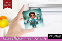 Male Nurse Magnet Sublimation - Medical Square Magnet PNG Product Image 1