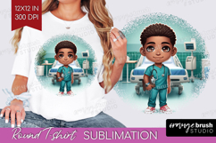 Male Nurse Round Tshirt Background - Medical PNG Sublimation Product Image 1