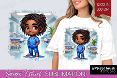 Male Nurse Square Tshirt Background - Medical PNG Product Image 1