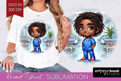 Male Nurse Round Tshirt Background - Medical PNG Sublimation Product Image 1