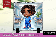 Male Nurse Slate PNG - Medical Square Slate Sublimation Product Image 1