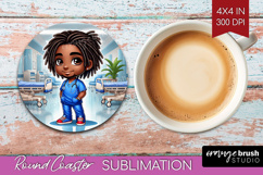 Male Nurse Round Coaster - Medical Coaster PNG Sublimation Product Image 1